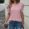 thumbnail image 2 of Womens Tops Summer Sweater Long Tunic Dressy Casual Blouses Business Cute Trendy Short Sleeve Shirt,Pink M, 2 of 6
