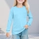 thumbnail image 1 of Cowsor Girl's Crew Neck Solid Color Sweatshirts with No Hood Casual Color Block Long Sleeve Pullover Tops, 1 of 7