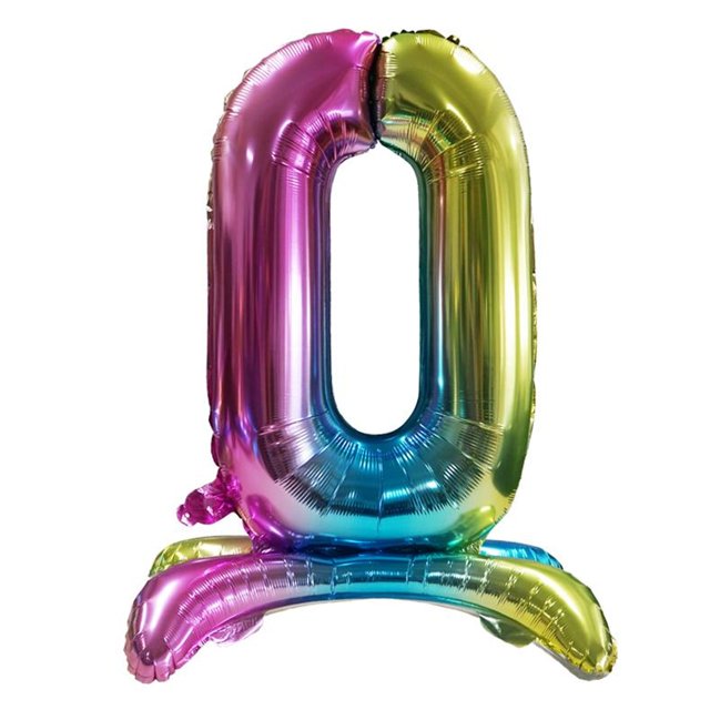 Realmax Standing Number 0 Rainbow Gradient Foil Balloon