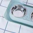 thumbnail image 3 of Stainless Steel Double Pet Bowls - Non- Dog & Cat Food Water Feeder Set - Easy to Clean Raised Bowls for Puppies, Small Dogs & Cats - Pet Feeding Dishes, 3 of 5