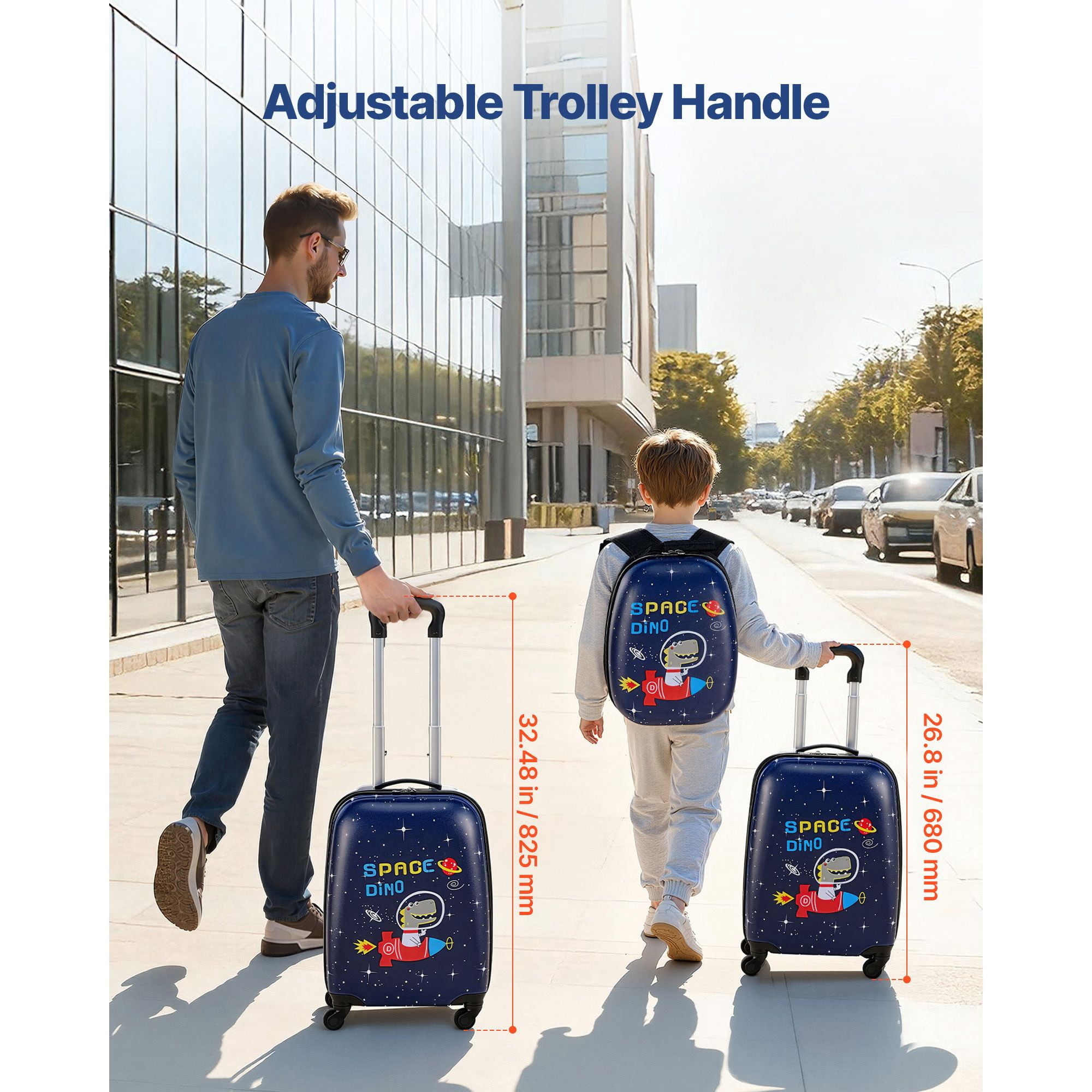 Kids Luggage Set, 2 Piece, 18 Inch Hardside Rolling Wheels Suitcase with Hard-Shell Backpack, Dinosaur Kids Carry on Luggage Set, Holiday Birthday Gift for Girls & Boys, Airline Approved
