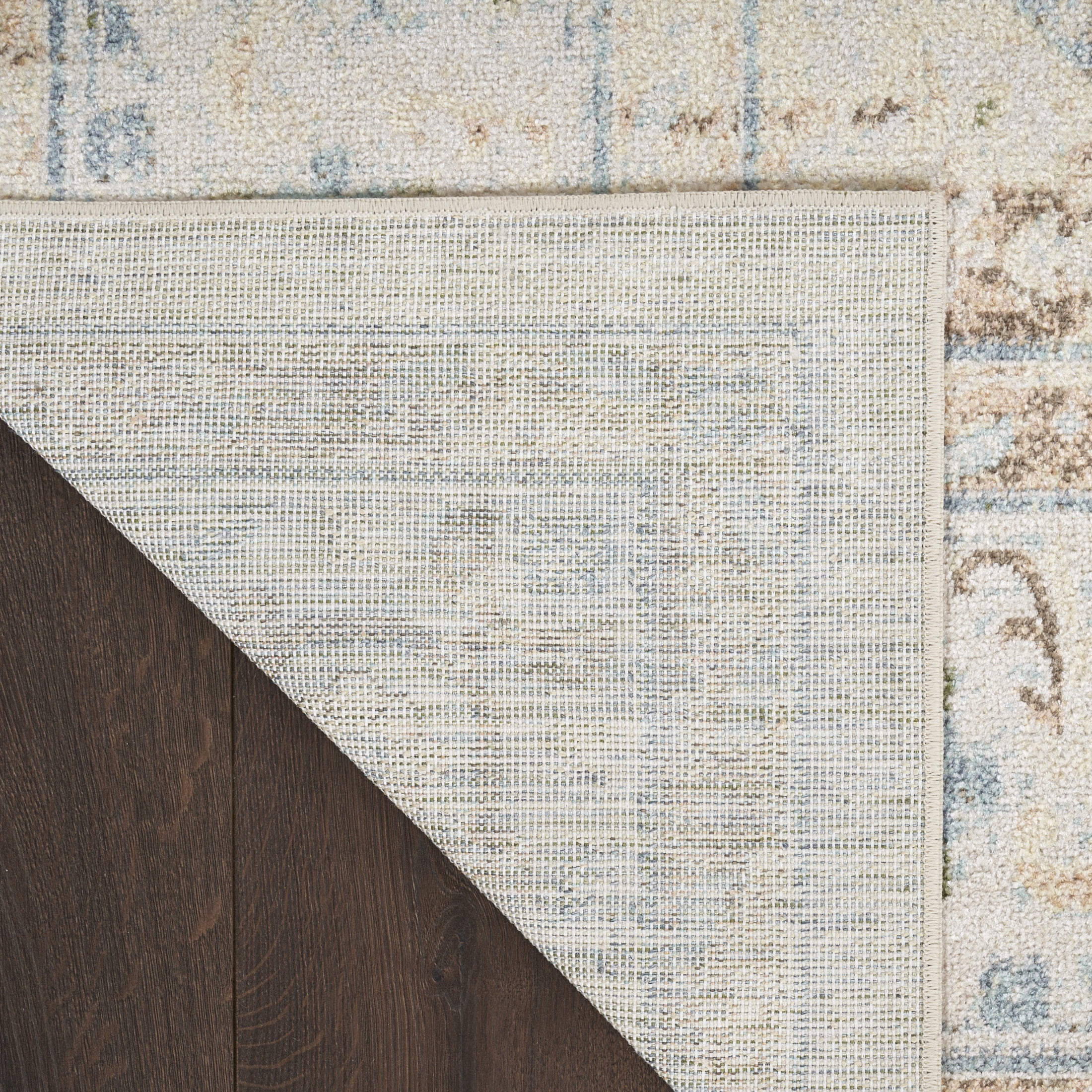 Nourison Astra Machine Washable 2'2" x 10' Ivory Blue Vintage Indoor Rug