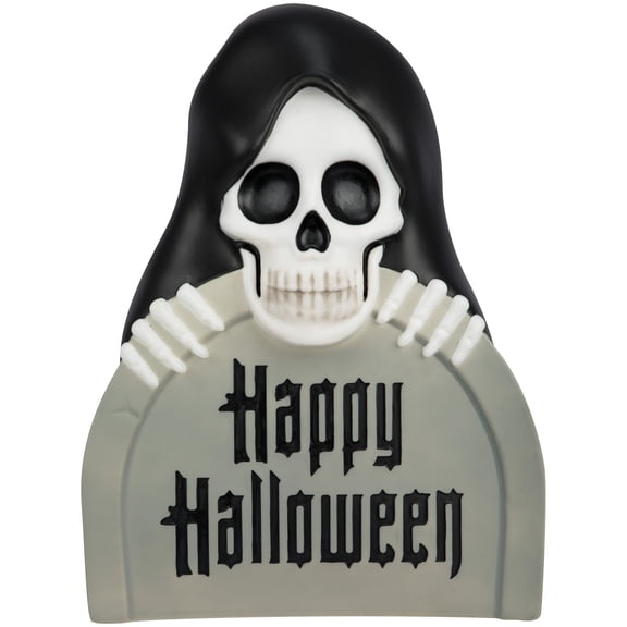 18 Inch Lighted Blow Mold Reaper With Tombstone For Outdoor Decorations