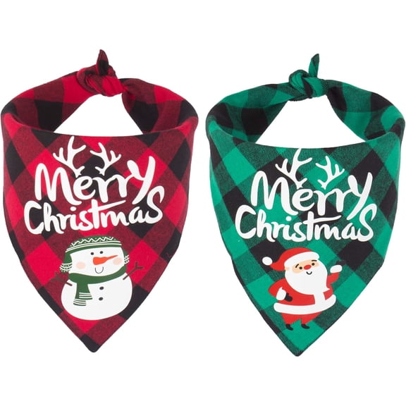 2 Pack Dog Bandana Christmas Classic Buffalo Plaid Dog Scarf Pet Triangle Bibs Christmas Costume Accessories for Small Medium Large Dogs Cats Pets