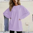 thumbnail image 2 of VNKIDY Women's Solid Color Long Sleeve T Shirt Oversized Crewneck Loose Fit Blouse For Casual Daily Outdoor Wear Soft Tops, 2 of 4