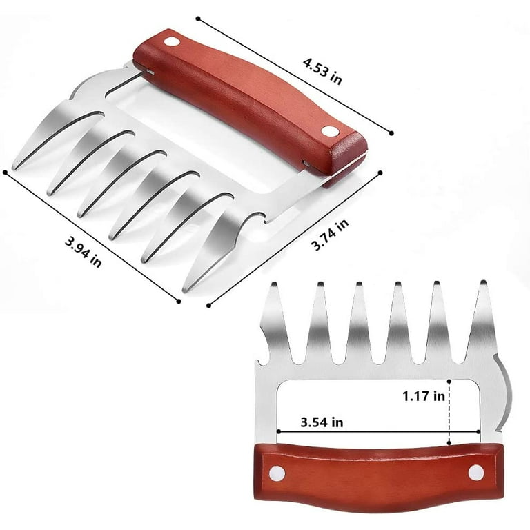 Meat Shredder Claws Set – Contains 2-Pack Bear Claws and 1 Meat Tong –  Stainless Steel Shredding Claws for Pulled Pork, Chicken, Brisket –