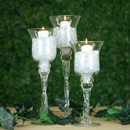 Efavormart Set of 3 Hurricane Long Stem Glass Candle Holders