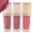 thumbnail image 1 of Phoenix Beauty Lip Trio: lápiz labial mate de larga duración a prueba de manchas, brillo labial vibrante y aceite labial hidratante; Aceite de Jojoba + Vitamina E; Regalo del Día de la Madre; Juego de, 1 of 5