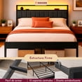 thumbnail image 3 of Base Cama Kingsize Cabecera Repisas Luz Led Usb C Contactos, 3 of 9