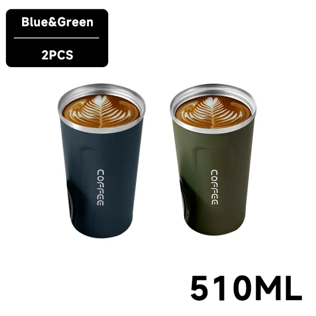 Termo Café Taza de Viaje para Coche Termo Taza 380/510ML Impermeable para Té, Agua o Café con Doble Acero Inoxidable