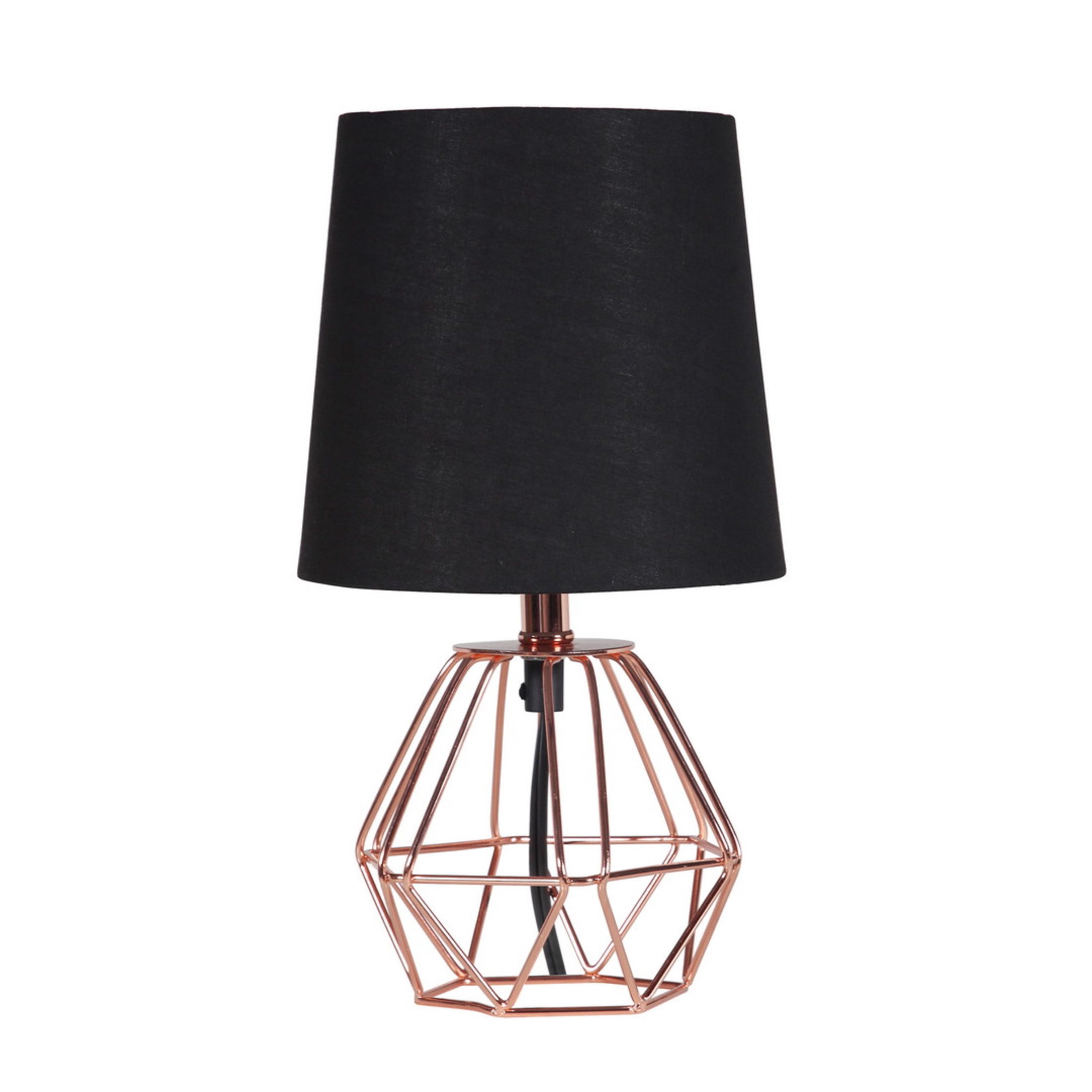 Noble House 11.25" Wesley Geometric Metal Table Lamp with Semi-Drum Shade, Modern Accent Lighting for Bedroom, Copper