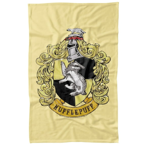 Harry Potter Hufflepuff Rough Crest Fleece Blanket 36' x 58',Hufflepuff Rough Crest