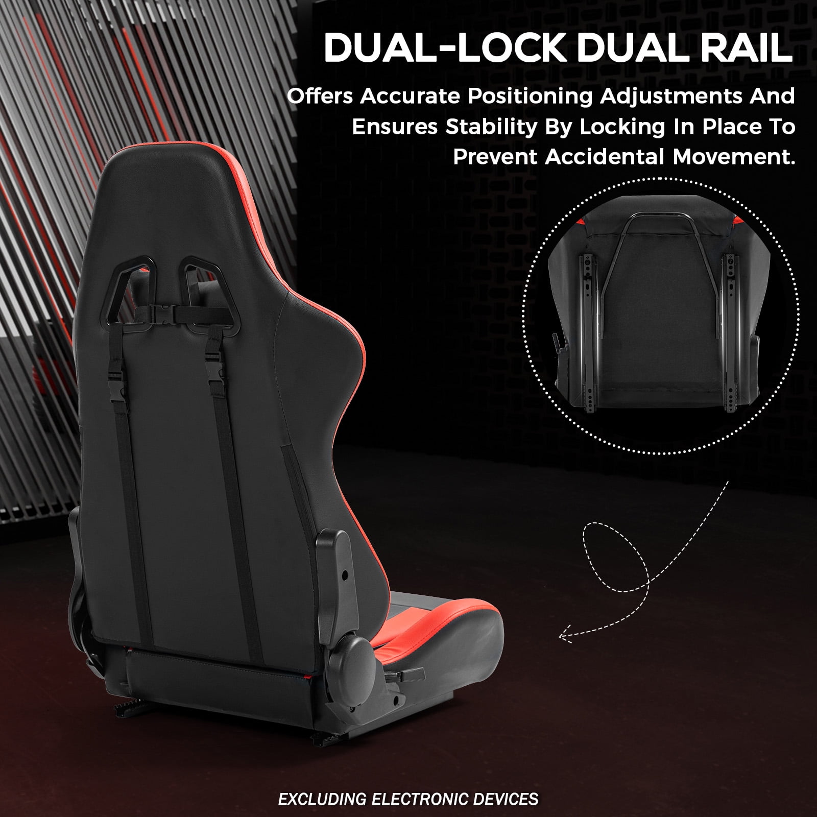 Supllueer Adjustment Gaming Red Seat Pu Leather With Headrest & Lumbar Support Cushion For Racing Simulator Cockpit Wheel Stand.Excluding electronic devices