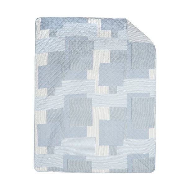 Asher Stripe Blue Coastal Nautical Lake Throw Blanket Cotton Machine Washable Reversible Soft Cozy For Couch Sofa Bed Walmart Com Walmart Com