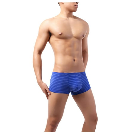 

Qcmgmg Mens Stretch Moisture-Wicking Underwear Solid Color Stripe Boxer Briefs M