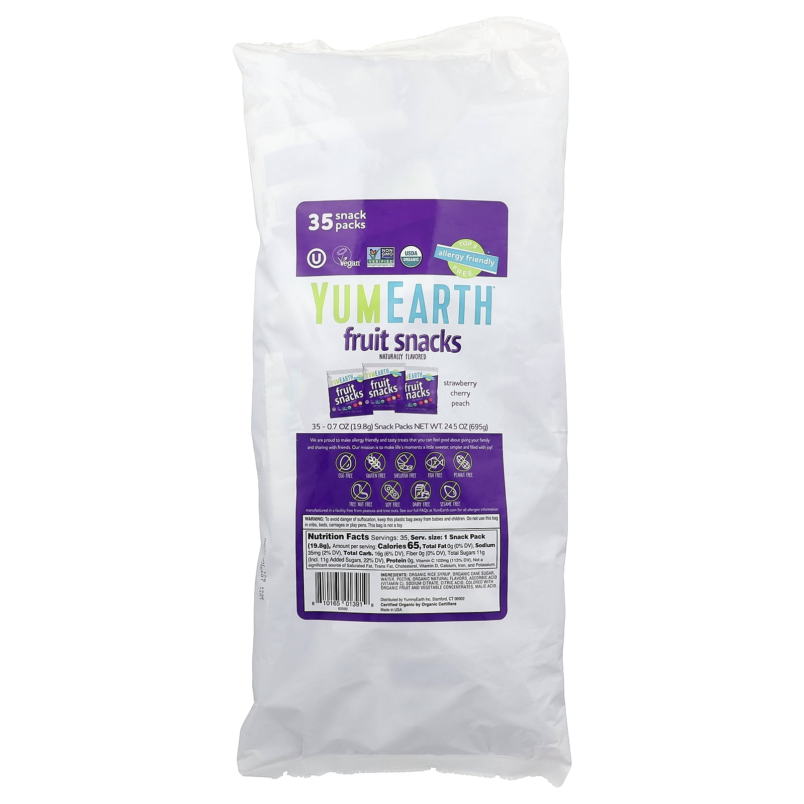 YumEarth Gluten Free Fruit Snacks, Favorites, 35 Snack Packs, 0.7 oz (19.8 g) Each