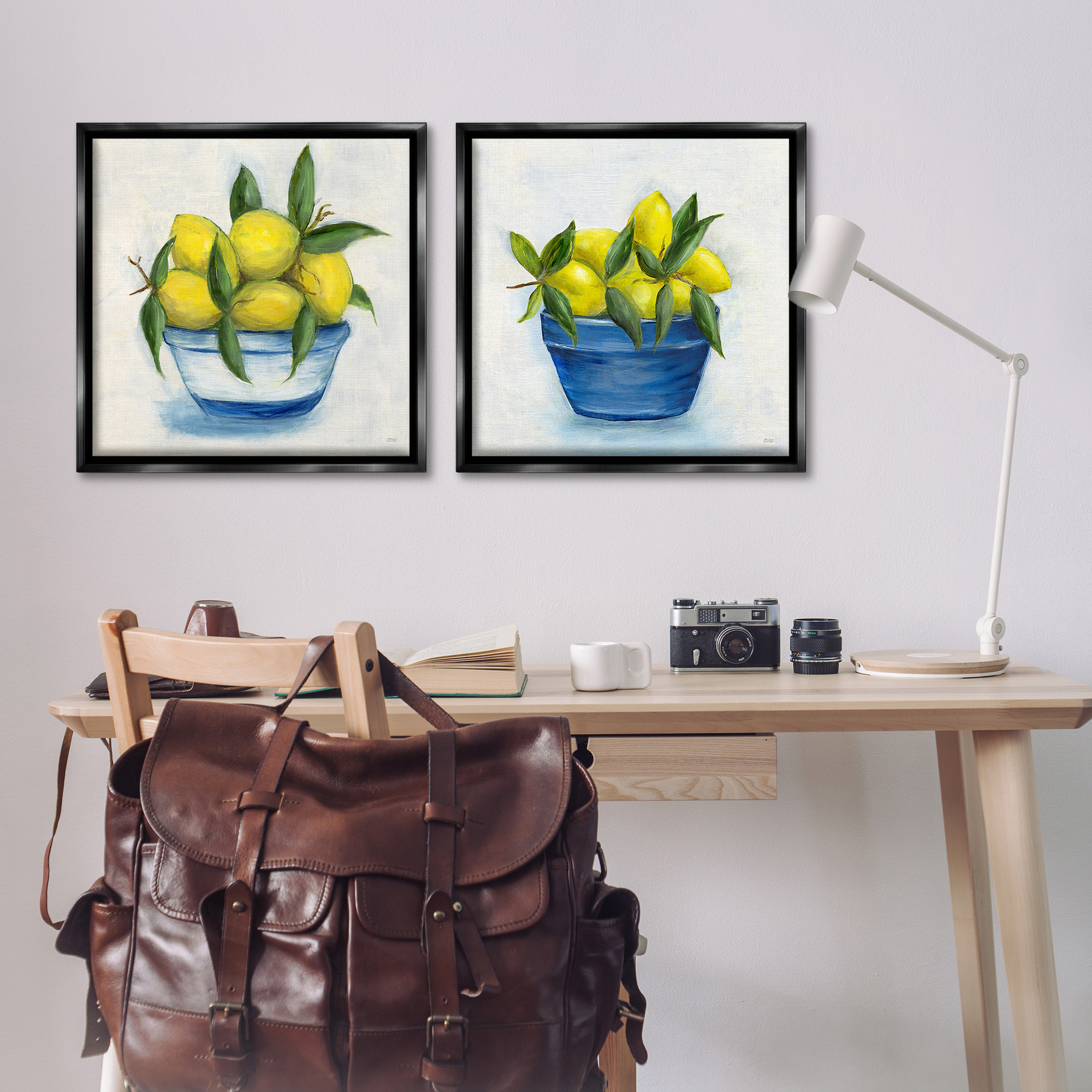 Stupell Industries Traditional Lemon Bowls Food & Beverage Painting Black Floater Framed Canvas Art Print Wall Art, 25 x 25, Set of 2