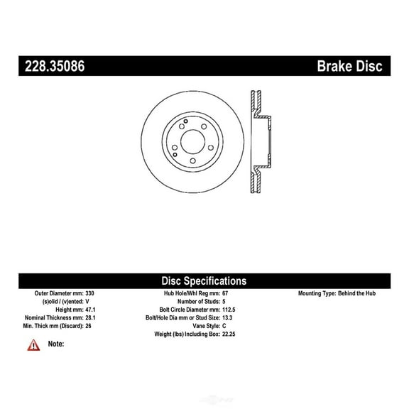 C-Tek Disc Brake Rotor 228.35086 Fits select: 2003-2007 MERCEDES-BENZ C, 2008-2009 MERCEDES-BENZ CLK