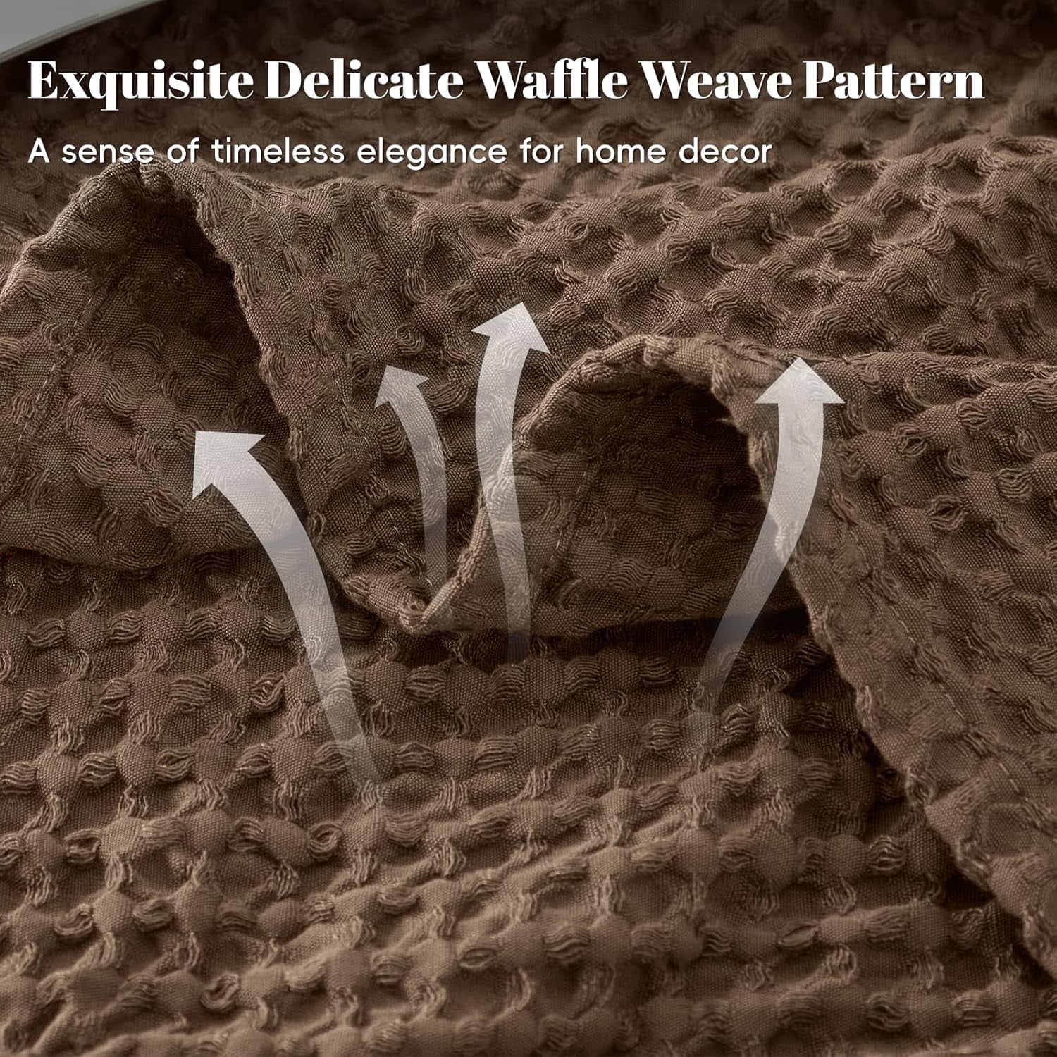 PHF Ultra Soft Waffle Weave Blanket King Size, Washed Lightweight Summer Breathable Blankets for Hot Sleeper, Chocolate, 104x90 inches