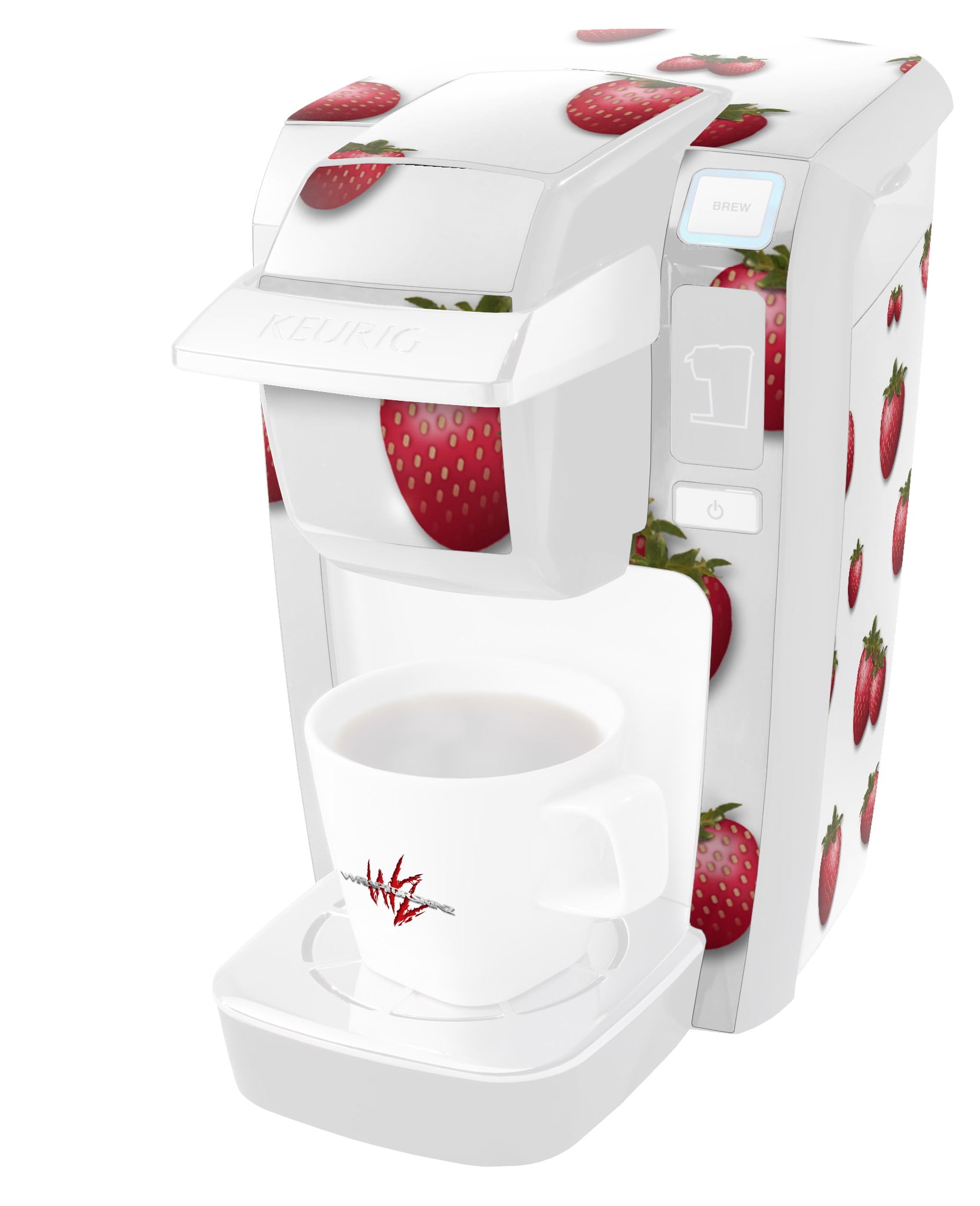 Strawberries on White Decal Style Vinyl Skin fits Keurig K10 / K15