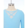 thumbnail image 5 of Haitryli Kids Girls Gymnastics Leotard Long Sleeve Ballet Dance Bodysuit Biketard Tumbling Unitard with Shorts Light Blue 6, 5 of 7