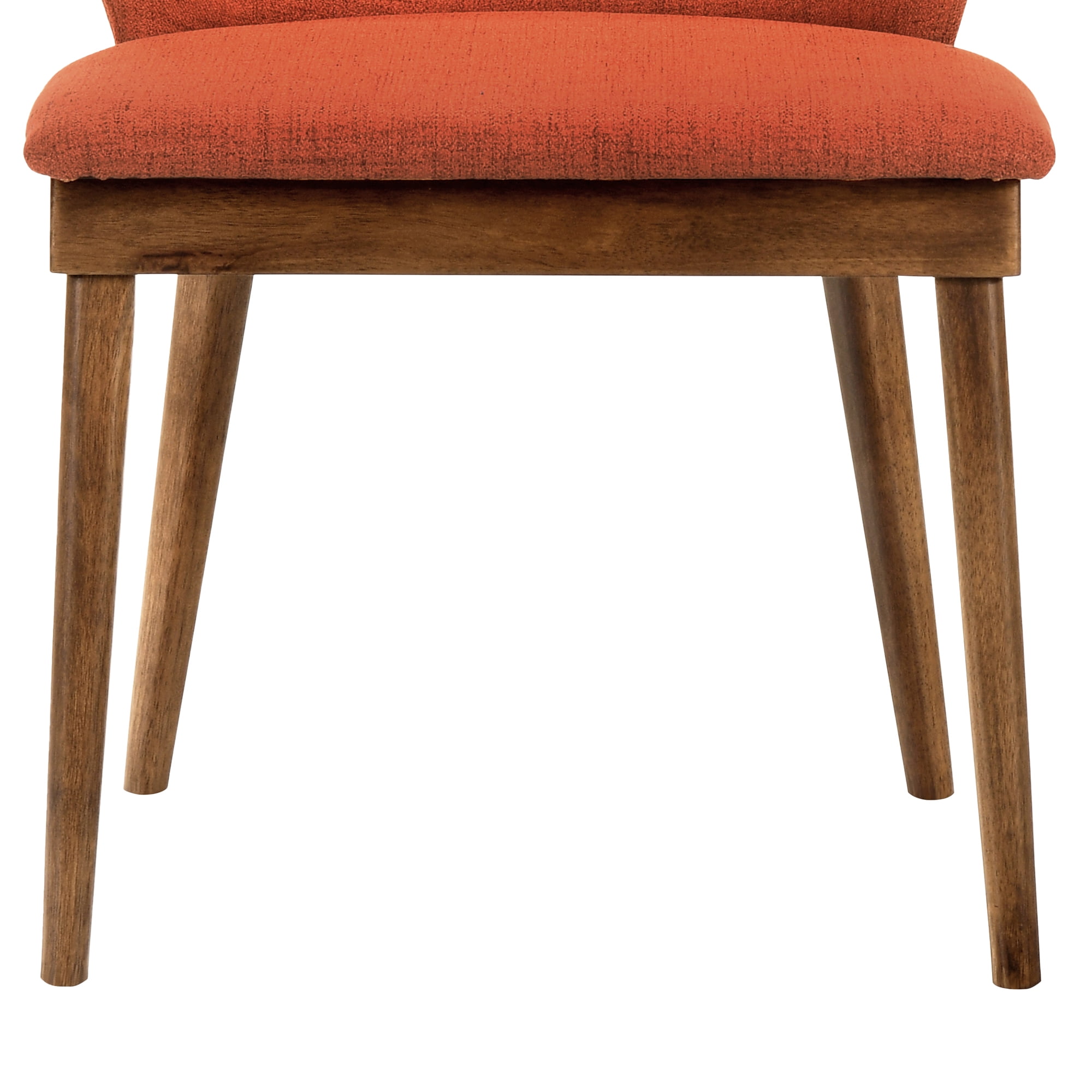 Juno Orange Fabric and Walnut Wood Dining Side Chairs - Set of 2