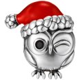 thumbnail image 1 of Charm buho navideño plata pulida XmasOwl01 1Pza Plata S925 Chapa Separador Fijo Búho Navideño Plata/Rojo Caja Blanca 4x4, 1 of 2