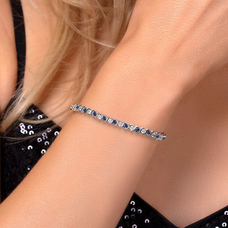 Gem Stone King Simulated Blue Sapphire Tennis Bracelet, 7 Inches photo 4