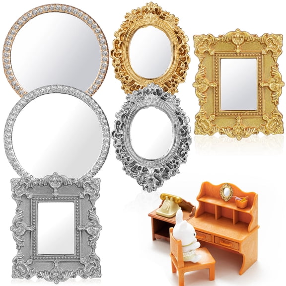 Masteelf Resin and Glass Small Mirrors for Decor Assorted Color 6 Pieces 3 Inch