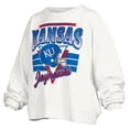 thumbnail image 2 of Women's Pressbox White Kansas Jayhawks Janice Retro Logo Oversized Pullover Sweatshirt, 2 of 3