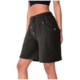 thumbnail image 3 of Feancey Casual Shorts for Women Summer Loose Fit Wide Leg Shorts Drawstring High Waisted Beach Shorts Solid Color Lounge Shorts with Pockets Dark Gray S, 3 of 8