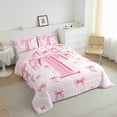 thumbnail image 3 of jejeloiu Personalized Letter T Bedding Comforter Set,Monogrammed Theme Twin Comforter Sets,Ribbon Bow Knot Bedding Set,Ultra Soft Bedroom Decor Reversible,2-Piece, 3 of 8