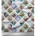 thumbnail image 1 of Soimoi Polyester Crepe Fabric Frame,Jug & Flower Pot Patchwork Print Fabric by The Yard 42 Inch Wide, 1 of 3