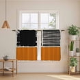 thumbnail image 2 of Orange Black Kitchen Curtain for Berdoom Living Room Cafe 45 Inch Length, Farmhouse Striped Modern Abstract Art Tiers Curtains Light Filtering Drapes Rod Pocket Window Treatment 2 Panels 52"Wx45"L, 2 of 8