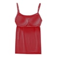 thumbnail image 4 of GlTpooo Women's Cami With Built-In Shelf Bra Plus Stretch with Adjustable Spaghetti Straps Basic Undershirt Layer Tank Top Red M, 4 of 4
