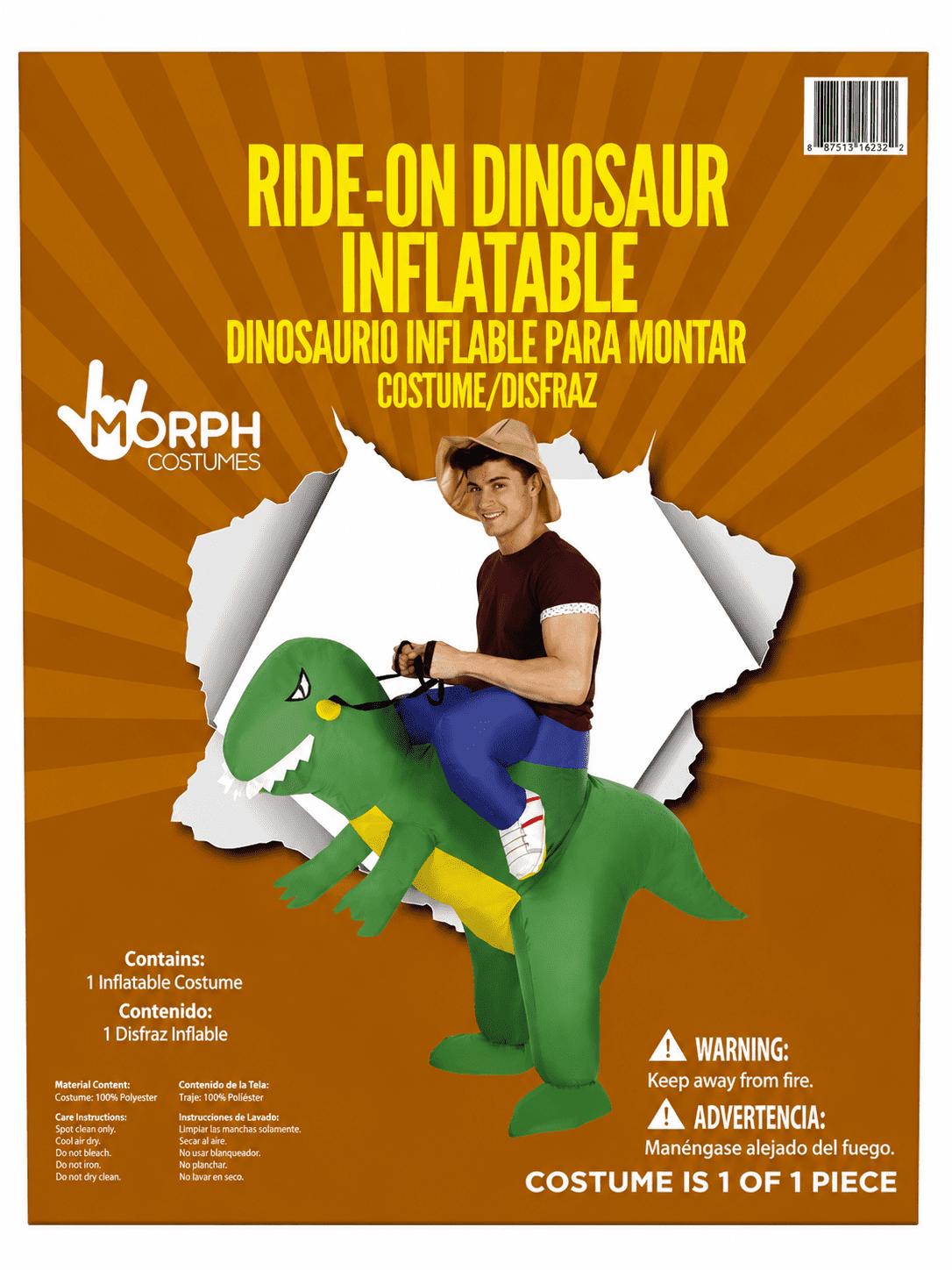 Inflatable Dinosaur Ride On Halloween Costume for Adults, Adult Size S-XL (28-42), by Morph Costumes