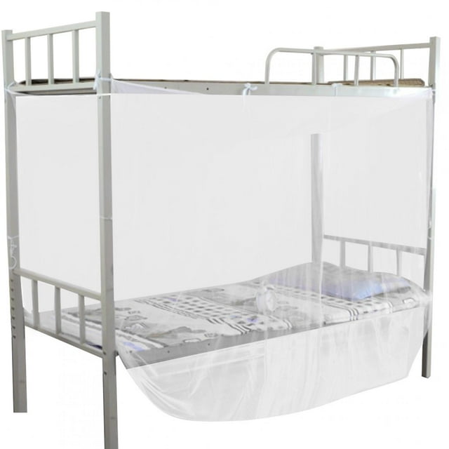 Mosquitera con dosel para cama de 4 postes, tamaño individual, matrimonial y queen, color blanco (150 x 195 x 170 cm)