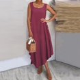 thumbnail image 5 of Xunlbb Summer Maxi Dress for Women Women Summer Solid Color Round Neck Sleeveless Cotton Casual Maxi Cotton And Dress Gift for Her Size S-5XL, 5 of 5
