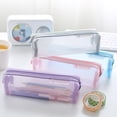 thumbnail image 2 of Bolsa de bolígrafos de malla transparente para estuche para lápices Kawaii, organizador de bolsa de estética Simple, suministros escolares de oficina para niñas, papelería, 2 of 4