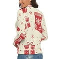 thumbnail image 3 of Snow Gift Sock Christmas Pattern Women's Turtleneck Sweater Long Sleeve Ribbed Fitted Turtle Neck Casual Fall Winter Collection Top L, 3 of 4