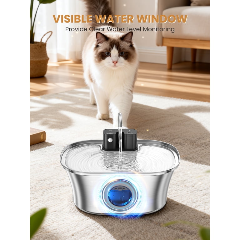 FURCLAN Wireless Stainless Steel Pet Water Fountain, Battery Operated photo 5