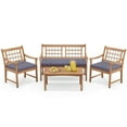 thumbnail image 1 of Gymax Set of 4 Wood Furniture Set w/ Seat Cushions & Solid Acacia Wood Frame Outdoor Gray, 1 of 6