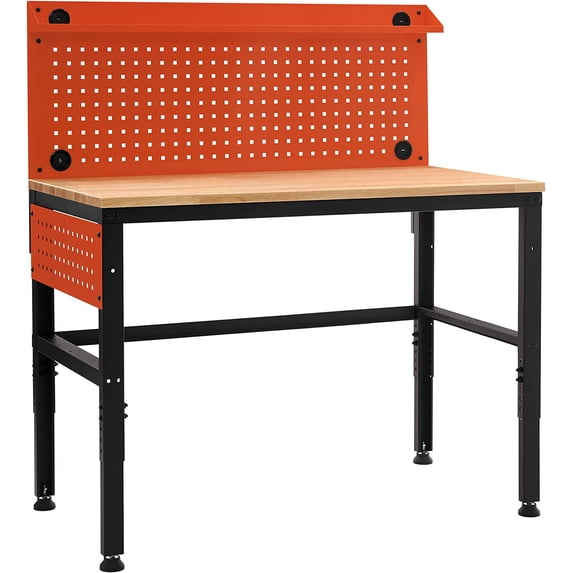 Mcombo Adjustable Workbench with Solid Wood Tabletop for Garage Bench48