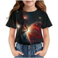 thumbnail image 4 of Delliss Girl's Short Sleeve Tops Starry Sky Printed Summer Loose Casual T-Shirt Round Neck, 4 of 6