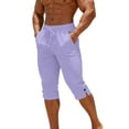thumbnail image 3 of BRGZLK Capri Pants For Men Big And Tall Lightweight Linen Pants Men Casual 3/4 Pants Summer Straight Leg Hawaiian Beach Pants, 3 of 7