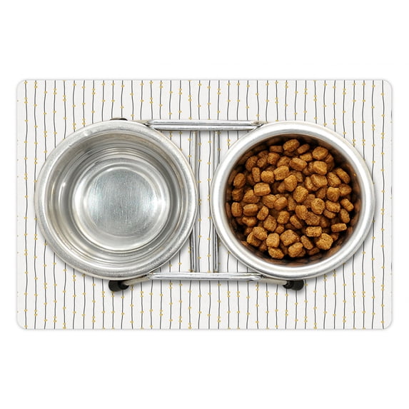 Abstract Pet Mat for Food and Water, Vertical Streaks with Round Dots on a Plain Background, Non-Slip Rubber Mat for Dogs and Cats, 18" X 12", by Ambesonne