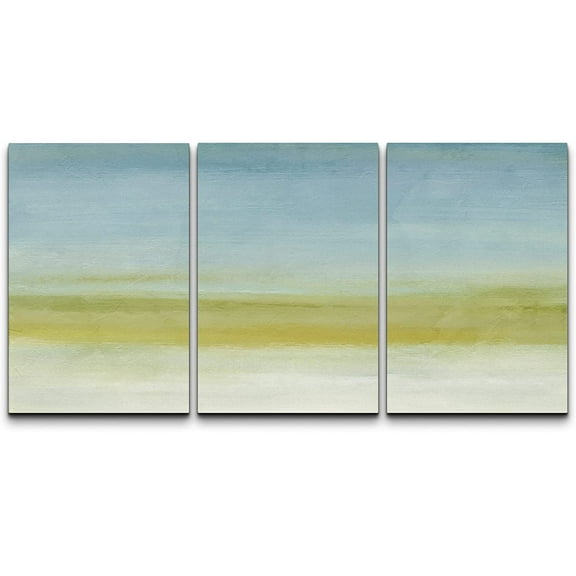 wall26 Canvas Print Wall Art Set Pastel Blue Yellow Paint Stroke Landscape Abstract Shapes Illustrations Modern Art Decorative Multicolor for Living Room, Bedroom, Office - 24"x36" x 3