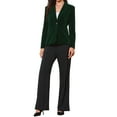 thumbnail image 2 of INSPIRE CHIC Velvet Blazer for Women Long Sleeve Notch Lapel Button Vintage Work Office Blazers with Pockets XL Dark Green, 2 of 6