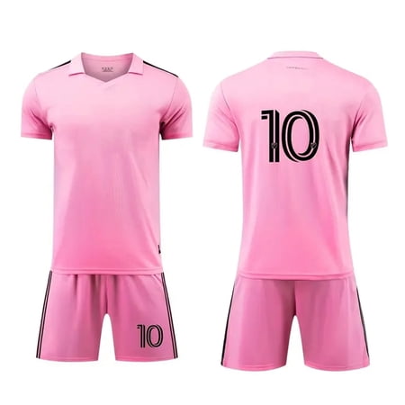 PhiFA Soccer Jerseys for Kids Boys & Girls Number #10 Printed Jersey Soccer Youth Practice Outfits Football Training Uniforms Pink Home 28