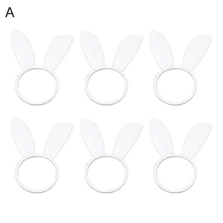 

6Pcs Napkin Ring Stylish Adorable Portable Unique Easter Bunny Ears Napkin Buckle for Home